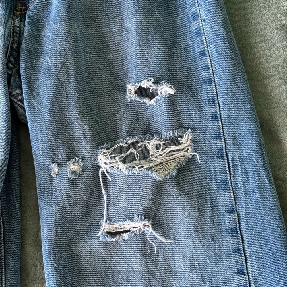 H&M Blue Distressed Wide Leg Jeans - Picture 14 of 16